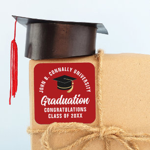 Customized Red 2026 Graduation Party Square Sticker