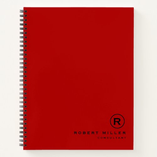 Customized Red and Black Monogram Initial  Notebook