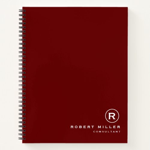Customized Red and White Monogram Initial  Notebook