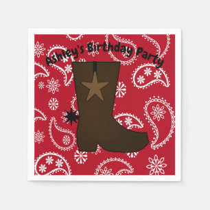 Customized Red Bandana Cowboy Boot Paper Napkins
