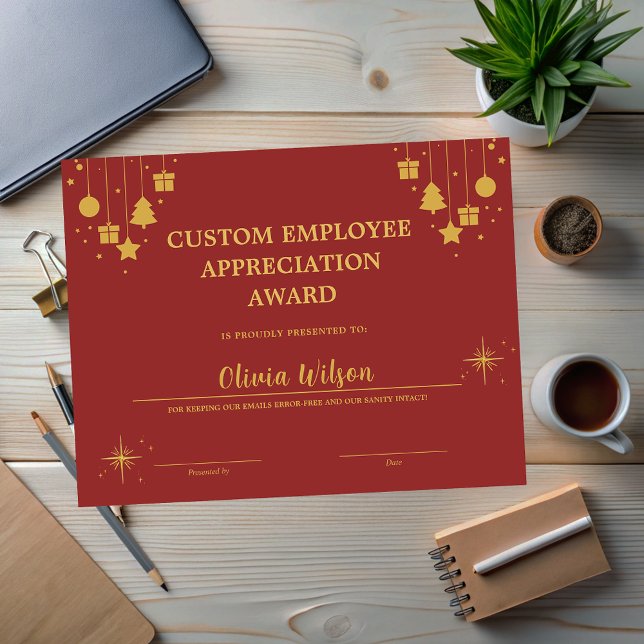 Customized Red Business Holiday Employee Award (Customized Red Business Holiday Employee Award)