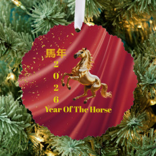 Customized Red & Gold Festive Chinese New Year Ornament Card