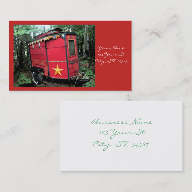Customized Red Gypsy tiny caravan Business Card (Front/Back)