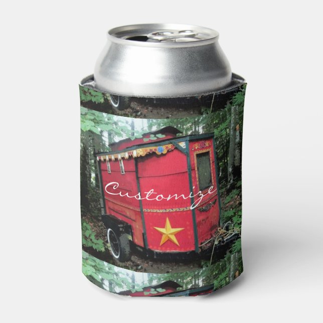 Customized Red Gypsy tiny caravan Can Cooler (Can Front)