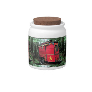 Customized Red Gypsy tiny caravan Candy Jar