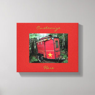 Customized Red Gypsy tiny caravan Canvas Print