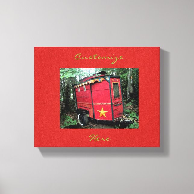 Customized Red Gypsy tiny caravan Canvas Print (Front)