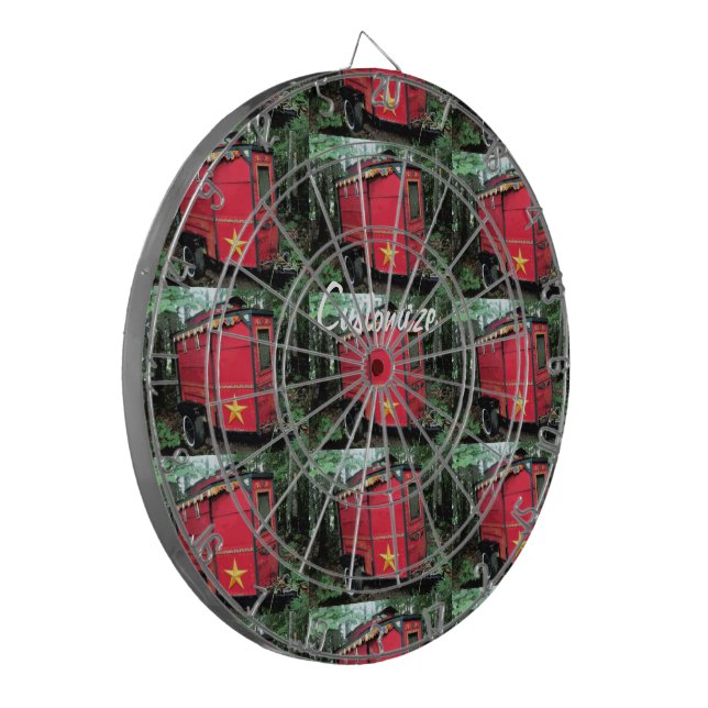 Customized Red Gypsy tiny caravan Dartboard With Darts (Front Left)
