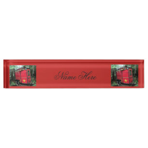Customized Red Gypsy tiny caravan Desk Name Plate