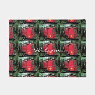 Customized Red Gypsy tiny caravan Doormat