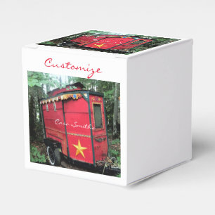 Customized Red Gypsy tiny caravan Favor Boxes