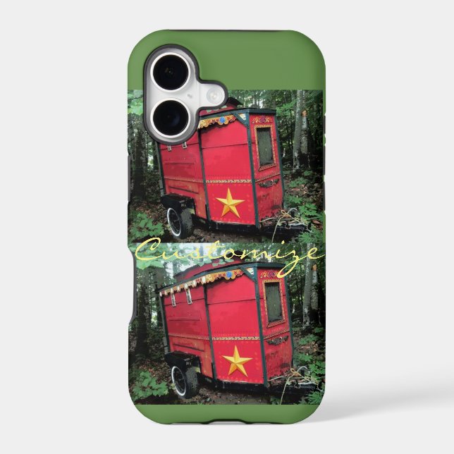 Customized Red Gypsy tiny caravan On caravan Iphone Case (Back)