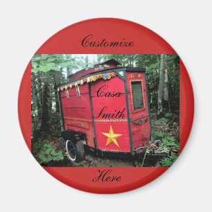 Customized Red Gypsy tiny caravan On caravan Magnet