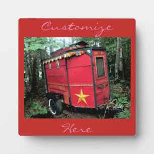 Customized Red Gypsy tiny caravan On caravan Plaque