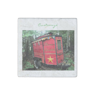 Customized Red Gypsy tiny caravan On caravan Stone Magnet