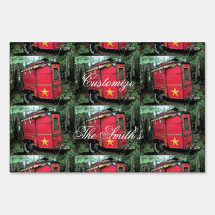 Customized Red Gypsy tiny caravan Sign