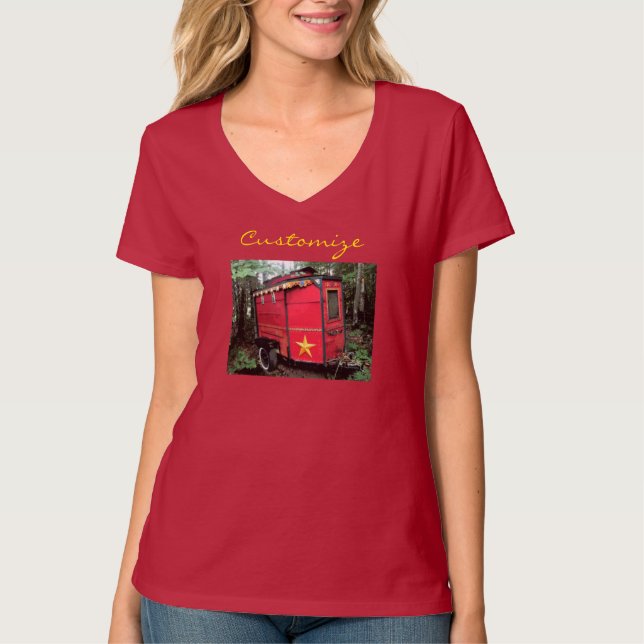 Customized Red Gypsy tiny caravan  T-Shirt (Front)