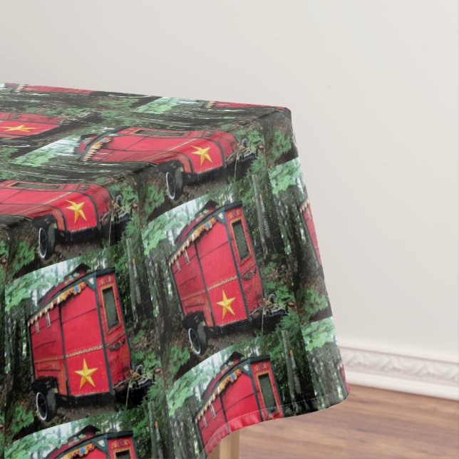 Customized Red Gypsy tiny caravan Tablecloth (In Situ)