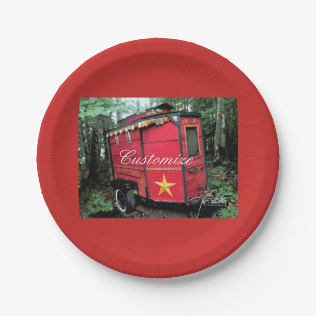 Customized Red Gypsy tiny caravan Thunder_Cove Paper Plates (Front)