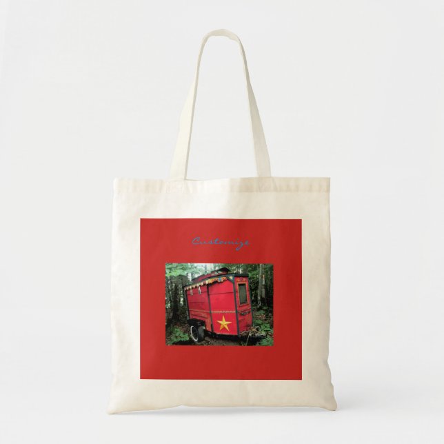 Customized Red Gypsy tiny caravan Tote Bag (Front)