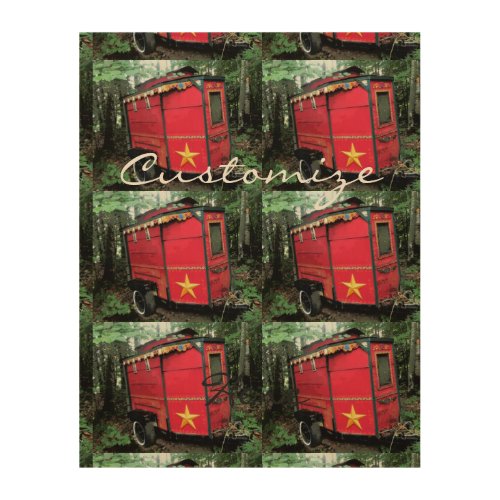 Customized Red Gypsy tiny caravan Wood Wall Decor