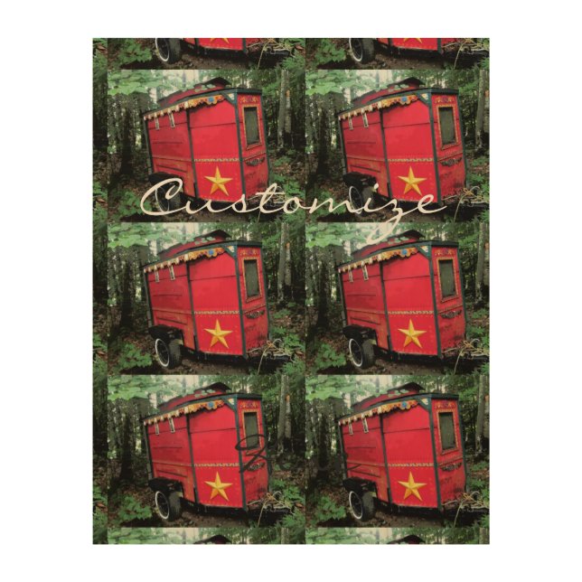 Customized Red Gypsy tiny caravan Wood Wall Decor (Front)