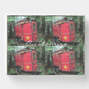 Customized Red Gypsy tiny caravan Wooden Box Sign