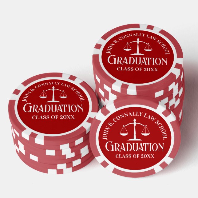 Customized Red Law School Graduation Party Poker Chips (Stack)