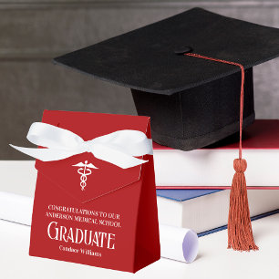 Customized Red Medical School Graduation Party Favor Boxes