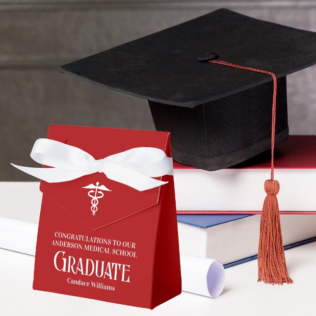 Customized Red Medical School Graduation Party Favor Boxes (Creator Uploaded)