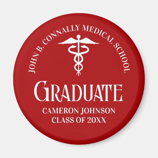 Customized Red Medical School Graduation Party Magnet (Front)
