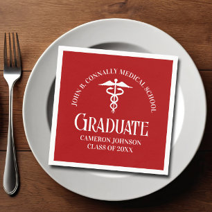 Customized Red Medical School Graduation Party Napkins