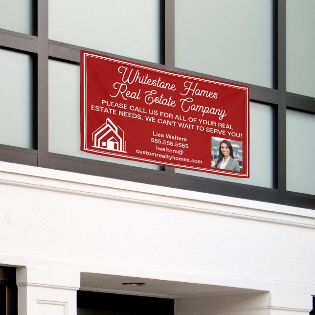 Customized Red Real Estate Company Marketing Banner (Outside Building)