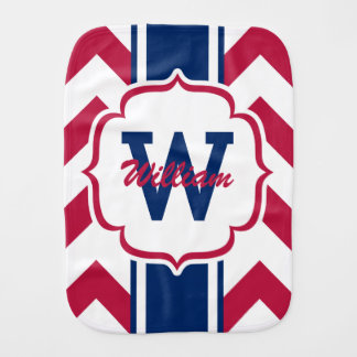 Customized Red White and Blue Chevron Print Burp Cloth