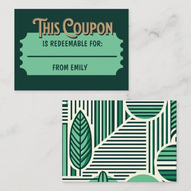 Customized Redeemable Ticket Gift Idea Coupon Card (Front/Back)