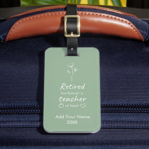 Customized Retired Teacher Sage Green Monogram