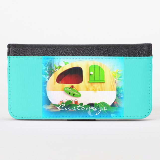 Customized retro camper casa  iPhone wallet case (Front (Horizontal))
