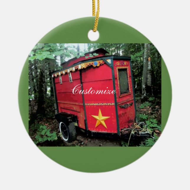Customized Retro gypsy Vintage camper Ceramic Ornament (Front)