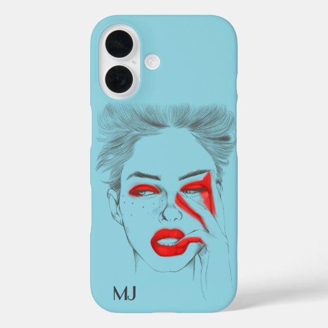 Customized Retro Illustration - Baby blue Case-Mate iPhone Case (Back)