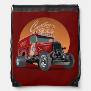 Customized retro race car concept drawstring bag