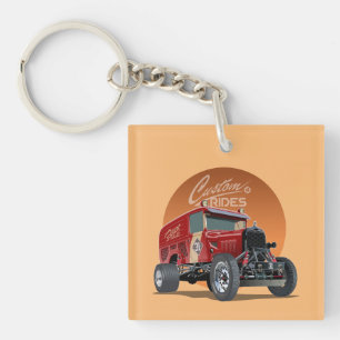 Customized retro race car concept keychain