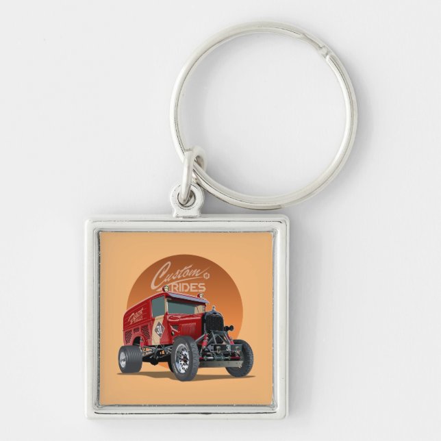 Customized retro race car concept keychain (Front)