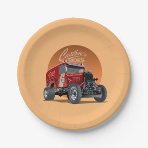 Customized retro race car concept paper plates