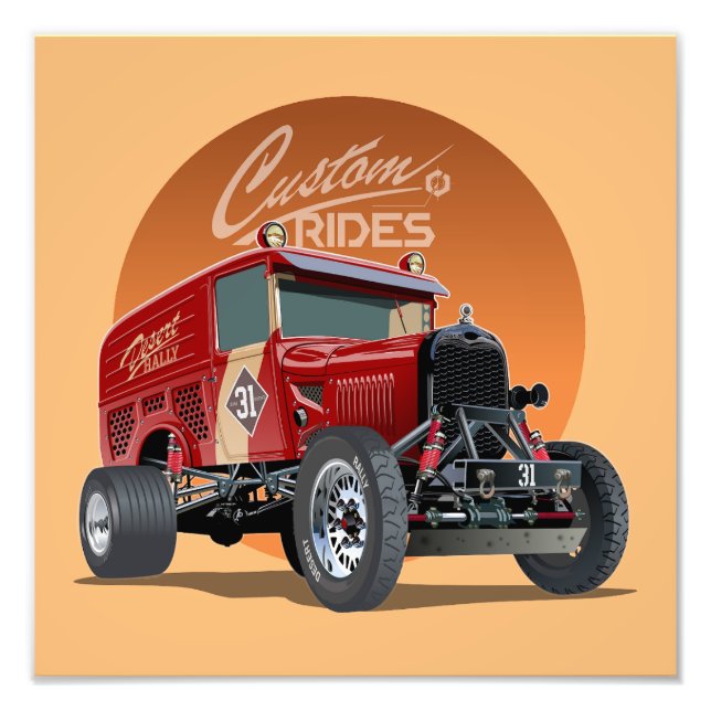 Customized retro race car concept photo print (Front)