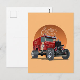 Customized retro race car concept postcard