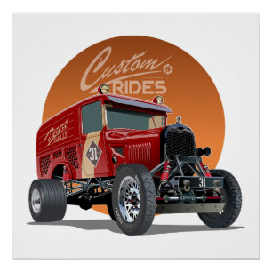 Customized retro race car concept poster