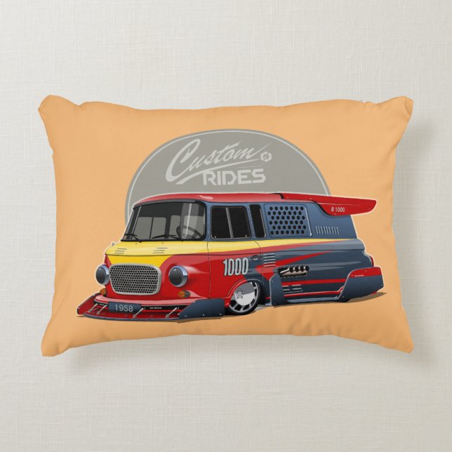 Customized retro race van concept accent pillow (Front)