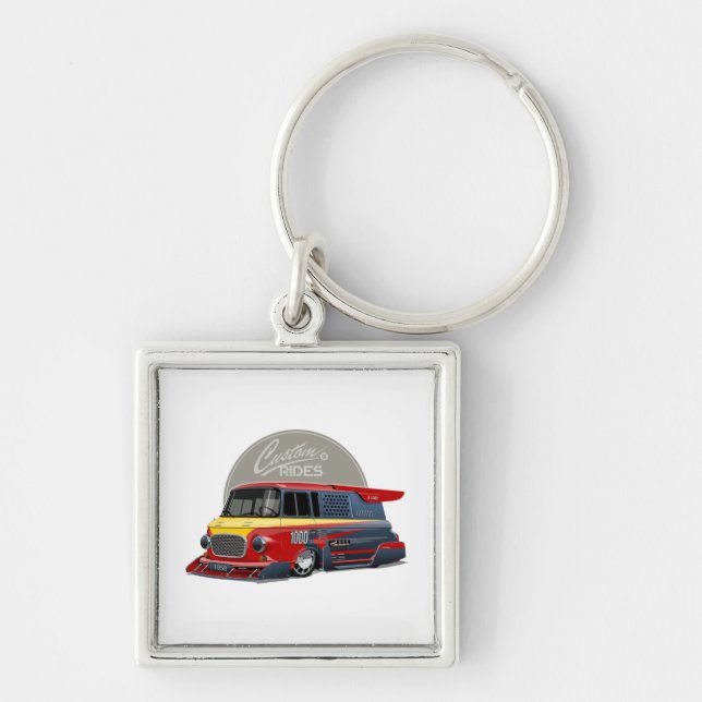Customized retro race van concept keychain (Front)