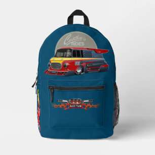 Customized retro race van concept printed backpack