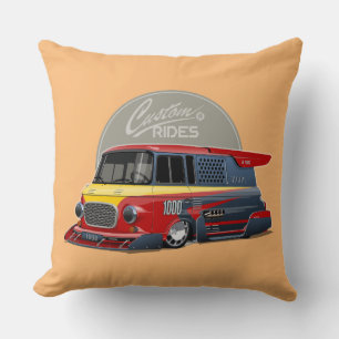 Customized retro race van concept throw pillow
